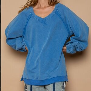 POL Blue Women's Sweatshirt With Cutout In Back